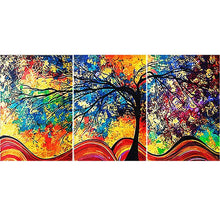 Charger l'image dans la galerie, 3 panneaux arbre coloré - diamant rond complet - 95x45cm