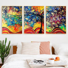 Charger l'image dans la galerie, 3 panneaux arbre coloré - diamant rond complet - 95x45cm