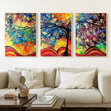 Charger l'image dans la galerie, 3 panneaux arbre coloré - diamant rond complet - 95x45cm
