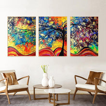 Charger l'image dans la galerie, 3 panneaux arbre coloré - diamant rond complet - 95x45cm