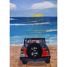 Charger l'image dans la galerie, Voiture sur ensemble de bord de mer - diamant rond complet - 30x40cm