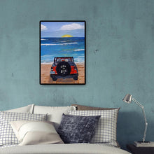 Charger l'image dans la galerie, Voiture sur ensemble de bord de mer - diamant rond complet - 30x40cm