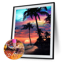 Charger l'image dans la galerie, Coucher de soleil par mer ensemble - diamant rond complet - 30x40cm