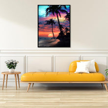 Charger l'image dans la galerie, Coucher de soleil par mer ensemble - diamant rond complet - 30x40cm