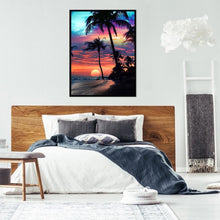 Charger l'image dans la galerie, Coucher de soleil par mer ensemble - diamant rond complet - 30x40cm