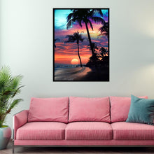 Charger l'image dans la galerie, Coucher de soleil par mer ensemble - diamant rond complet - 30x40cm