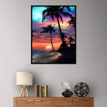 Charger l'image dans la galerie, Coucher de soleil par mer ensemble - diamant rond complet - 30x40cm