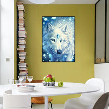 Charger l'image dans la galerie, Loup de fourrure blanche - diamant rond complet - 30x40cm