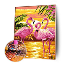 Charger l'image dans la galerie, Trois oiseaux roses - diamant rond complet - 30x40cm