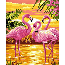 Charger l'image dans la galerie, Trois oiseaux roses - diamant rond complet - 30x40cm