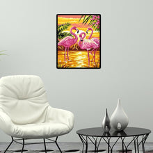 Charger l'image dans la galerie, Trois oiseaux roses - diamant rond complet - 30x40cm