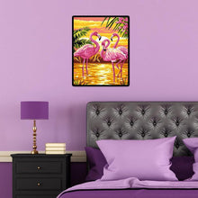 Charger l'image dans la galerie, Trois oiseaux roses - diamant rond complet - 30x40cm