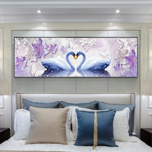 Charger l'image dans la galerie, Swan love - diamant rond complet - 80x30cm