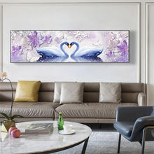 Charger l'image dans la galerie, Swan love - diamant rond complet - 80x30cm
