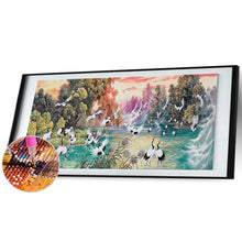 Charger l'image dans la galerie, Flocks de grue - diamant rond complet - 80x30cm