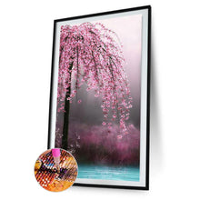 Charger l'image dans la galerie, 45x85cm arbre à fleurs roses - diamant rond complet - 45x85cm