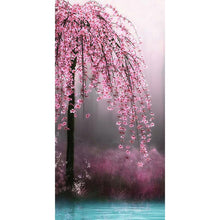 Charger l'image dans la galerie, 45x85cm arbre à fleurs roses - diamant rond complet - 45x85cm
