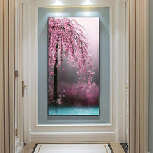 Charger l'image dans la galerie, 45x85cm arbre à fleurs roses - diamant rond complet - 45x85cm