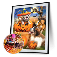 Charger l'image dans la galerie, Chien de chat d’Halloween - diamant rond complet - 30x40cm