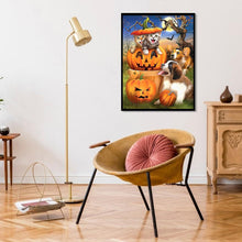 Charger l'image dans la galerie, Chien de chat d’Halloween - diamant rond complet - 30x40cm