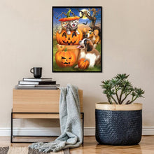 Charger l'image dans la galerie, Chien de chat d’Halloween - diamant rond complet - 30x40cm
