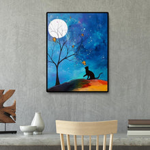 Charger l'image dans la galerie, Chat de lune - diamant rond plein - 30x40cm