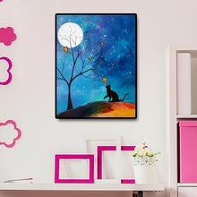 Charger l'image dans la galerie, Chat de lune - diamant rond plein - 30x40cm