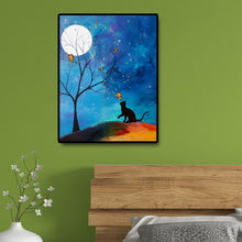 Charger l'image dans la galerie, Chat de lune - diamant rond plein - 30x40cm