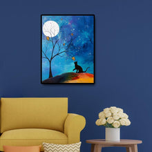 Charger l'image dans la galerie, Chat de lune - diamant rond plein - 30x40cm