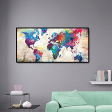 Charger l'image dans la galerie, Carte du monde - diamant rond complet - 80x40cm