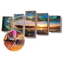 Charger l'image dans la galerie, Waves 5 pièces - diamant rond complet - 95x45cm