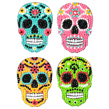 Charger l'image dans la galerie, 4pcs-Four Color Skull-Diamond Painting Autocollants