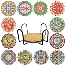 Charger l'image dans la galerie, 8pcs/set +1 rack de stockage-Mandala-Bois Diamond Coaster