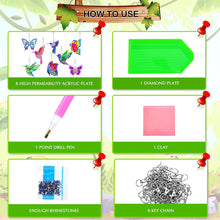 Charger l'image dans la galerie, Porte-clés double face colibri et papillon 8 pièces