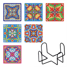 Charger l'image dans la galerie, 6pcs/set +1 rack de stockage-Mandala-Bois Diamond Coaster