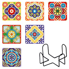 Charger l'image dans la galerie, 6pcs/set +1 rack de stockage-Mandala-Bois Diamond Coaster