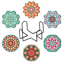 Charger l'image dans la galerie, 8pcs/set +1 rack de stockage-Mandala-Bois Diamond Coaster