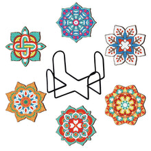 Charger l'image dans la galerie, 8pcs/set +1 rack de stockage-Mandala-Bois Diamond Coaster