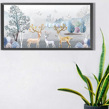 Charger l'image dans la galerie, Relief Elk-complet Round peinture au diamant-80x40cm-Large Size