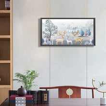 Charger l'image dans la galerie, Relief Elk-complet Round peinture au diamant-80x40cm-Large Size