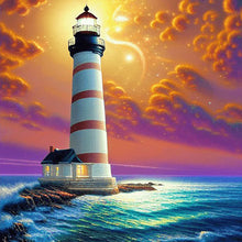 Charger l'image dans la galerie, Crossing The Sea Lighthouse-complet Round peinture au diamant-30x30cm