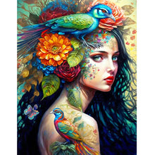 Charger l'image dans la galerie, Personnalité Flower Girl Bird Back-Full Drill Diamond Painting