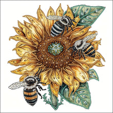 Charger l'image dans la galerie, Spécial tournesol abeille-partiel Diamond Painting-30x30cm