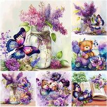 Charger l'image dans la galerie, Lavender Butterfly-Full Diamond Painting-30x30cm