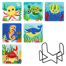 Charger l'image dans la galerie, Caboteur en bois carré de peinture de Diamant de 6pcs Avec 1 support de stockage