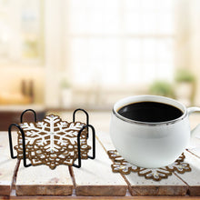 Charger l'image dans la galerie, 8 pièces/ensemble + 1 support de rangement-flocon de neige-dessous de verre diamant en bois