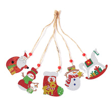 Charger l'image dans la galerie, 5 pièces/ensemble Double face noël diamant peinture bricolage suspendus pendentif arbres décoration