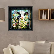 Charger l'image dans la galerie, Vache-Peinture diamant ronde complète-40x40cm