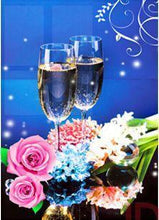 Charger l'image dans la galerie, Fleurs en verre de vin - diamant rond complet - 30x40cm