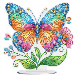 Fleur Papillon-Single Side Drill-Acrylic Diamond Desktop Ornement